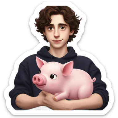 Timothee chalamet holding the gravity falls pig sticker