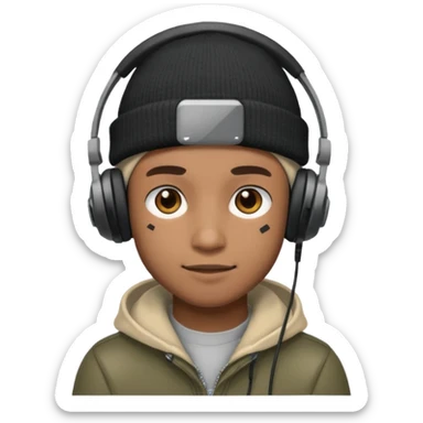 garcon avec un bonnet et un casque gaming sticker
