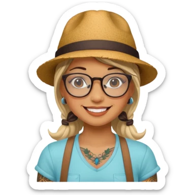 tattooed girl with hat and glasses sticker