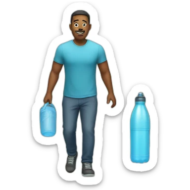 walking with massive water bottle sticker