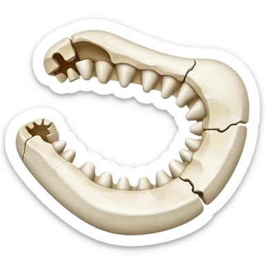 Detached jawbone lying cracked on the ground. sticker
