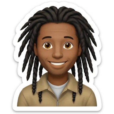 African American man with black dreadlocks shoulder length sticker