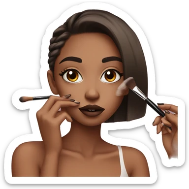 aesthetic girl doing makeup sticker