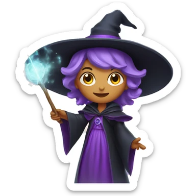 witch casting spell with a Magic wand sticker