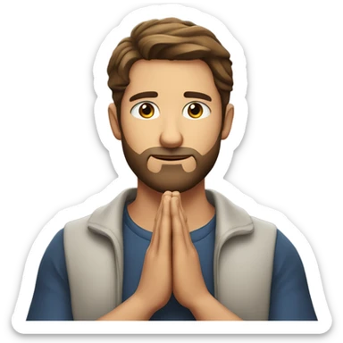 Handsome man with brown hairs and 3 days beard as he is praying sticker