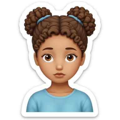 Cute sad chill brown girl with curly top bun sticker