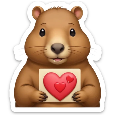 Un capybara kawail avec des coeur avec des lettre <<A>> dedans  sticker