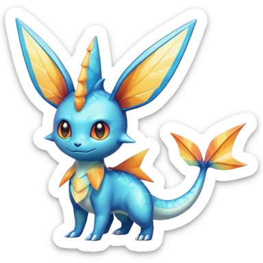Colorful Shiny Exotic Victini-Salandit-Vaporeon-Fakémon-hybrid-creature (full body)  sticker