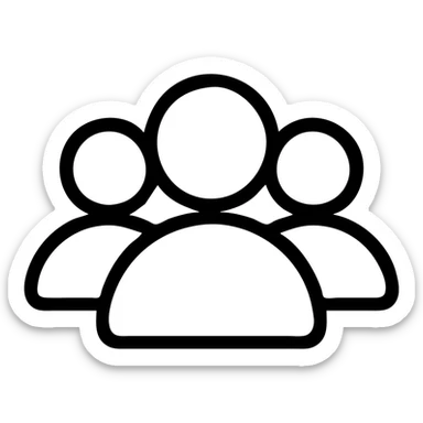 group of people, outlined icon style, clean black outlines, no fill sticker