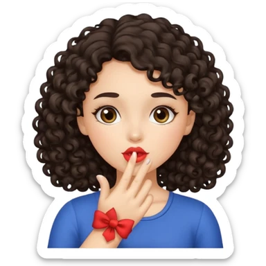Girl w dark curly hair blowing kiss sticker