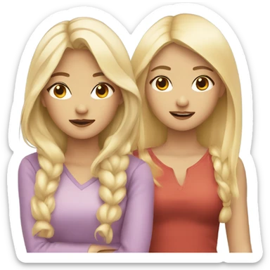two asian girls with two blonde girls sticker