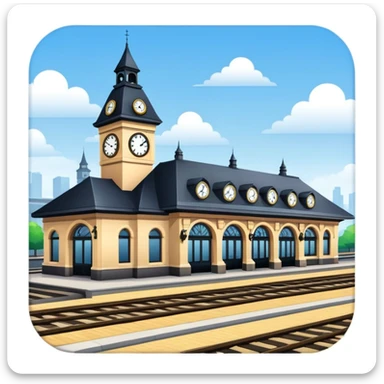 train station with platforms and clock tower sticker