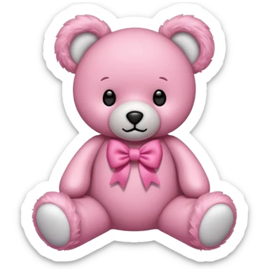 pink bow teddy bear solo sticker