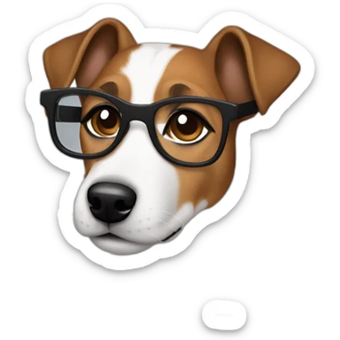 man with glasses with modern cut brown hair jack russell terrier dog sticker
