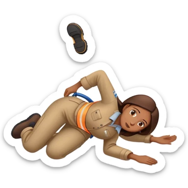 female labour worker fainted on the floor sticker