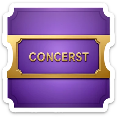 Purple beautiful Concert ticket with the word "CONCERT" inside sticker