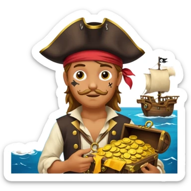pirate with treasure sticker