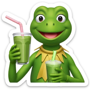 kermit meme drinking protein shake sticker