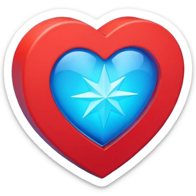 A blocky geometric red 3D heart with a glowing blue star inside sticker