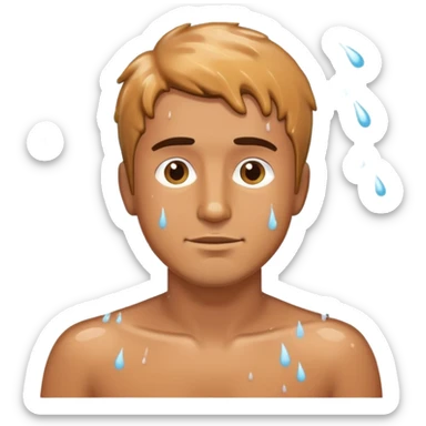 man taking a shower  sticker