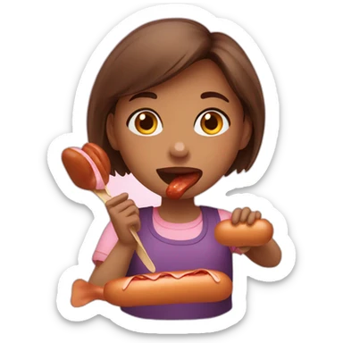 Girl eating sausage sticker