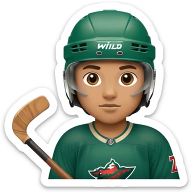 Full gear Minnesota wild hockey player with stick and puck  sticker