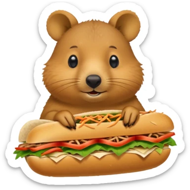 quokka eating bahn mi sticker