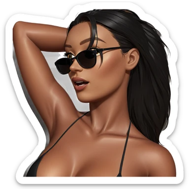 black bikini beauty in sunlight sticker