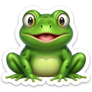 Very cartoony green frog with exaggerated features, big bulging cross-eyes, and long tongue sticking out, silly comic expression sticker