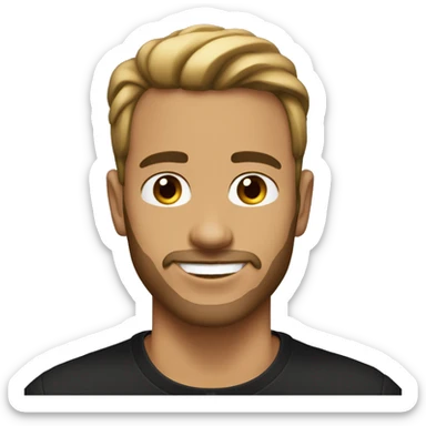 A man with gold earring , brown hairs, short beard, mid tan skin, with black tee shirt and pearl necklace  sticker