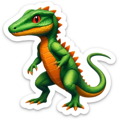 Salandit-Treecko-Kecleon-Fakémon-Pokémon-hybrid-creature (full body)  sticker