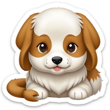 Kahve beyaz cavalyen köpeğe sarılmış beyaz tenli Siyah dalgalı uzun saçlı kız sticker