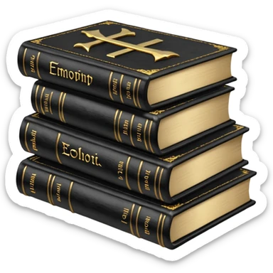 5 black gothic books on top sticker