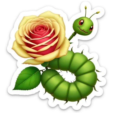 Rose with caterpillar on it  sticker