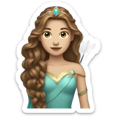 Princess with arrow,light cyan eyes, long brown wavy hair sticker