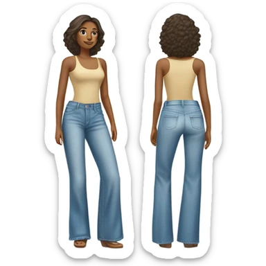Realistic Wide Long leg high waisted light blue jeans, isolated sticker
