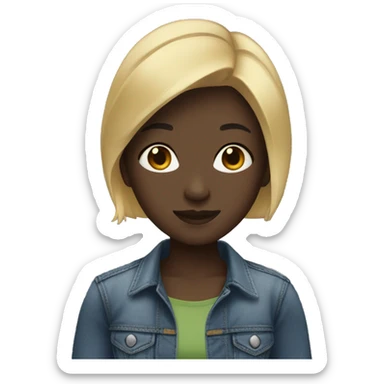 girl with dark skin and short blonde hair in jeans sticker