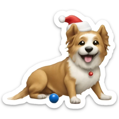 Christmas dogs playing shuffleboard sticker