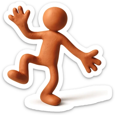 playful pose stick figure in claymation style sticker