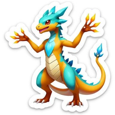 Elemental magical colorful exotic animesque Pokémon-Fakémon-creature, (full body) sticker