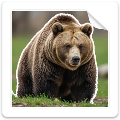Brown bear realistic sticker sticker