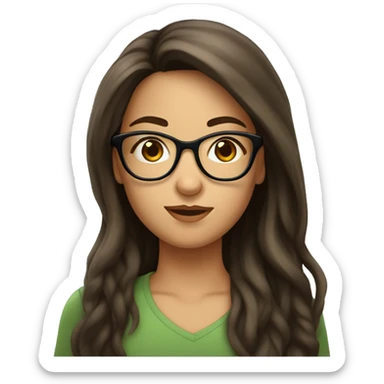 Fille brune cheveux long grosse lunettes  sticker