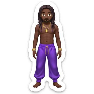 Jonathan Davis with long dark brown, shirtless, metallic purple harem pants sticker