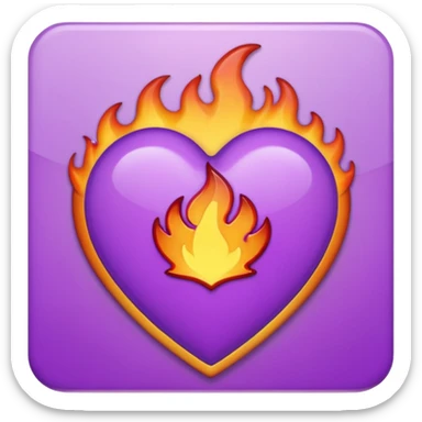 Coração roxo com chamas emoji iPhone sticker