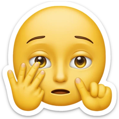 yellow emoji, cynical, finger pulling down eyelid, skeptical sticker