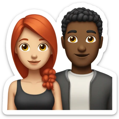 Red haired girlfriend black haired boyfriend  sticker