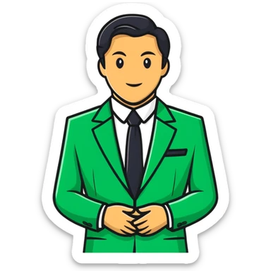 green business suit with shoulder pads sticker