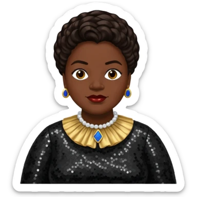 Mary McLeod Bethune with dark brown hair, black sequin outfit  sticker