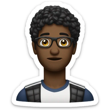 Jugador sosteniendo un arma cabello negro con lentes oscuros y ropa de miitar sticker