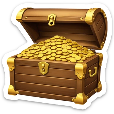 ["Wooden chest overflowing with gold coins."] sticker